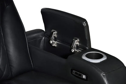 Lilola Home - Jazz 74"W Black Leather Aire Transformer Power Reclining Loveseat with Power Headrest, Bluetooth Speakers, LED Lights, USB & USB-C Ports, Storage & Cupholders - 81640-L view 8