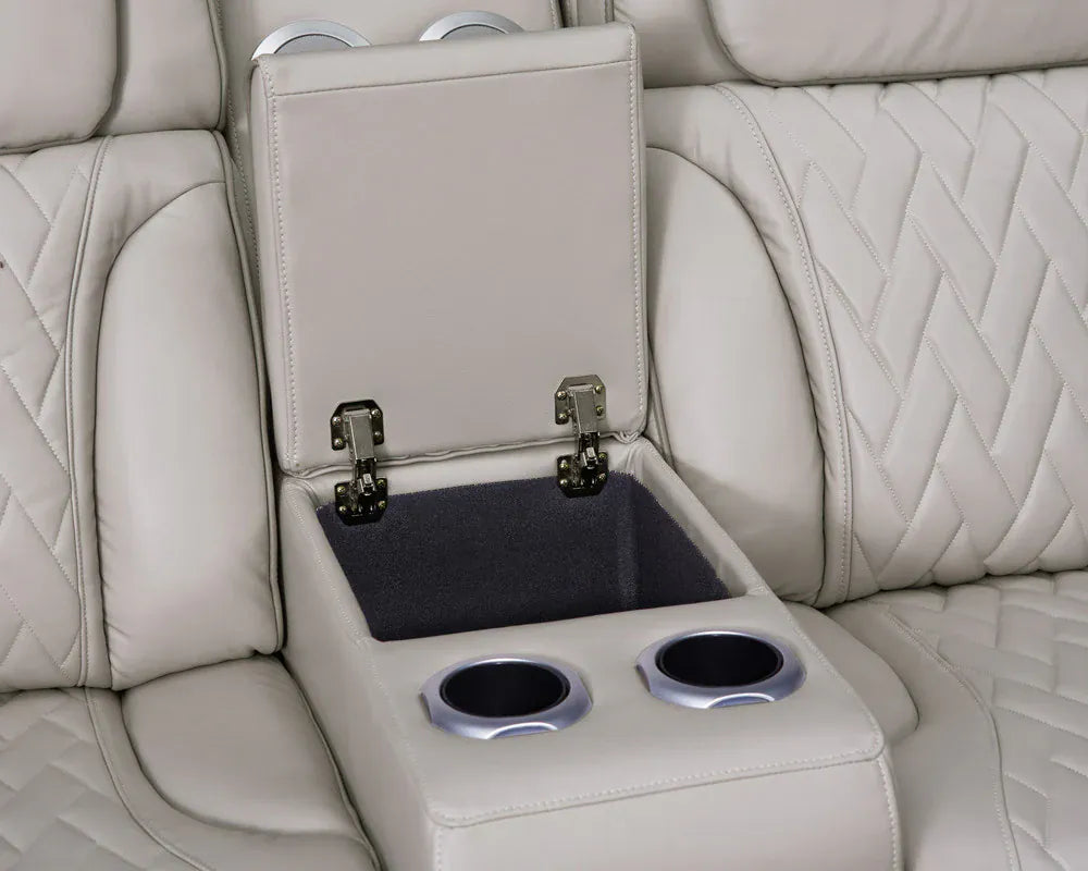 Lilola Home - Jazz 74"W Ice Leather Aire Transformer Power Reclining Loveseat with Power Headrest, Bluetooth Speakers, LED Lights, USB & USB-C Ports, Storage & Cupholders - 81641-L view 7