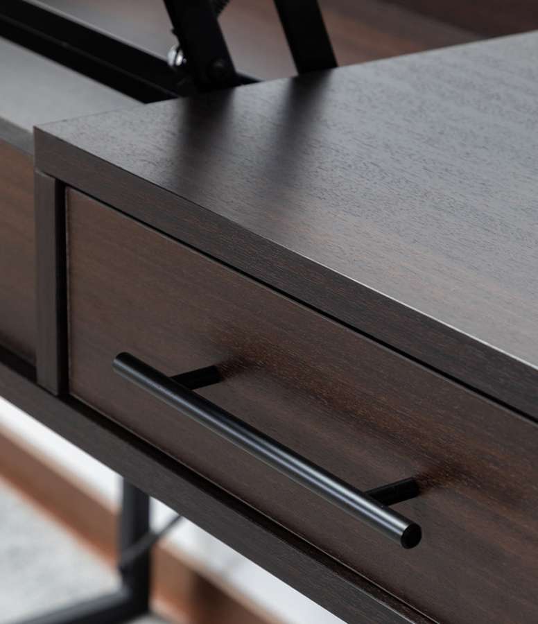 Lilola Home - Juno Dark Brown Wood Lift Top Desk with Hidden Storage and Drawer - 53001 veiw 3