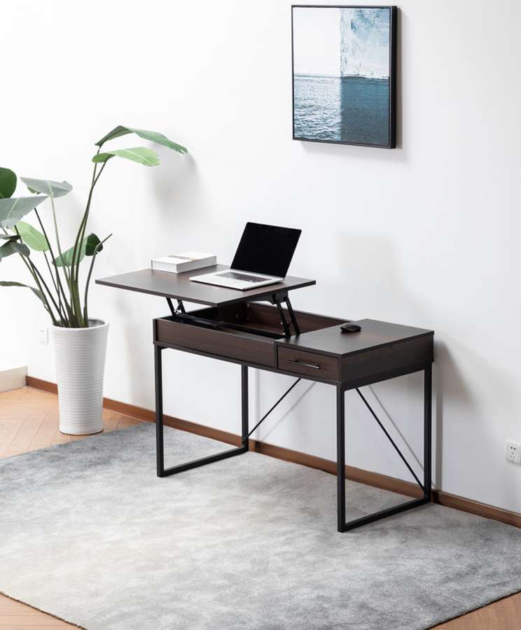 Lilola Home - Juno Dark Brown Wood Lift Top Desk with Hidden Storage and Drawer - 53001 veiw 4