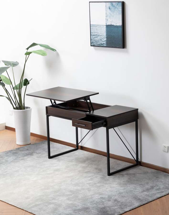 Lilola Home - Juno Dark Brown Wood Lift Top Desk with Hidden Storage and Drawer - 53001 veiw 5