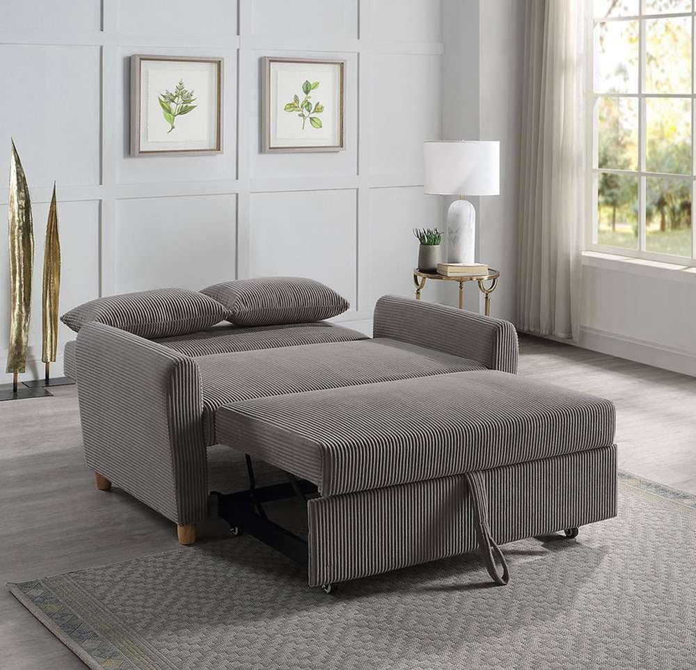 Lilola Home - Justine 54inW Brown Corduroy Convertible Sleeper Loveseat - 89335 veiw 4