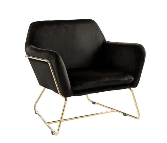 Lilola Home - Keira Black Velvet Accent Chair with Metal Base - 88876BK veiw 1