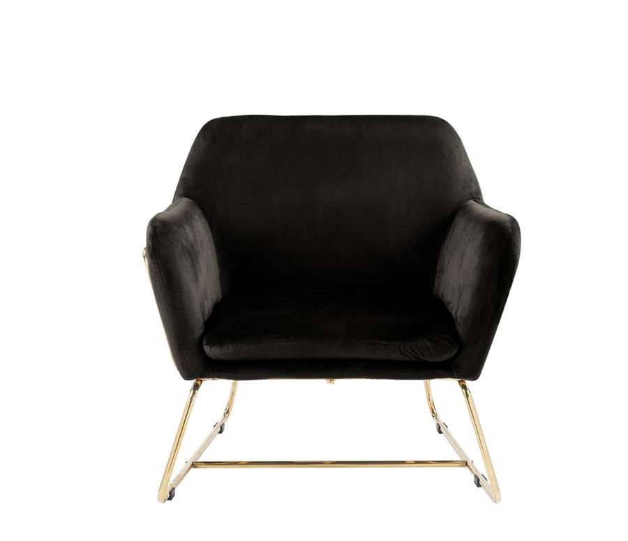 Lilola Home - Keira Black Velvet Accent Chair with Metal Base - 88876BK veiw 3