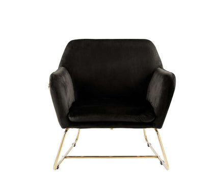 Lilola Home - Keira Black Velvet Accent Chair with Metal Base - 88876BK veiw 3
