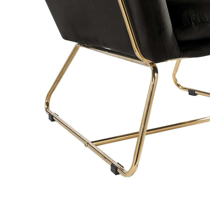 Lilola Home - Keira Black Velvet Accent Chair with Metal Base - 88876BK veiw 4