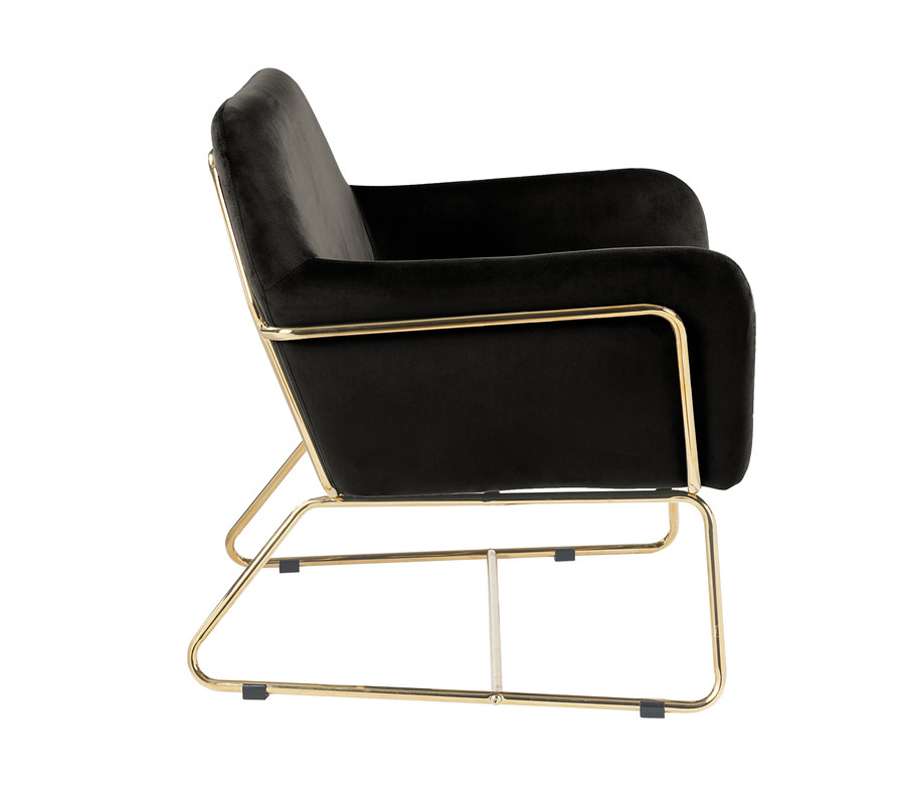 Lilola Home - Keira Black Velvet Accent Chair with Metal Base - 88876BK veiw 5