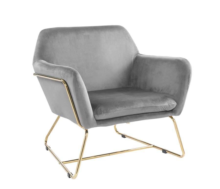 Lilola Home - Keira Gray Velvet Accent Chair with Metal Base - 88876 veiw 2