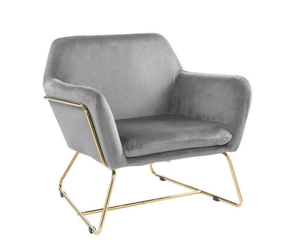 Lilola Home - Keira Gray Velvet Accent Chair with Metal Base - 88876 veiw 2