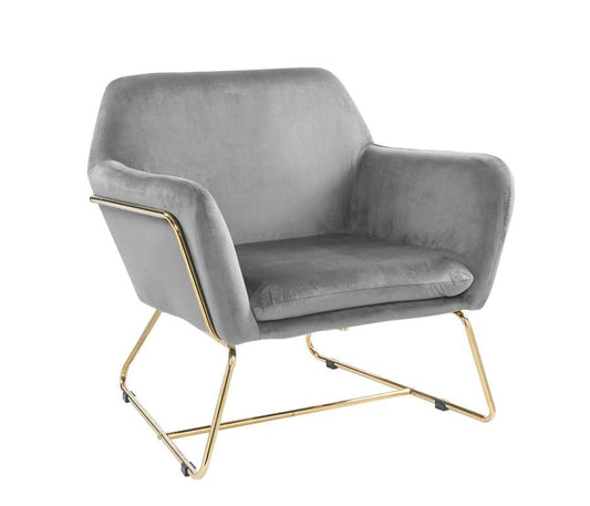 Lilola Home - Keira Gray Velvet Accent Chair with Metal Base - 88876 veiw 2
