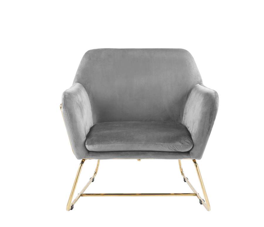 Lilola Home - Keira Gray Velvet Accent Chair with Metal Base - 88876 veiw 3