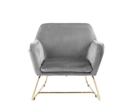 Lilola Home - Keira Gray Velvet Accent Chair with Metal Base - 88876 veiw 3