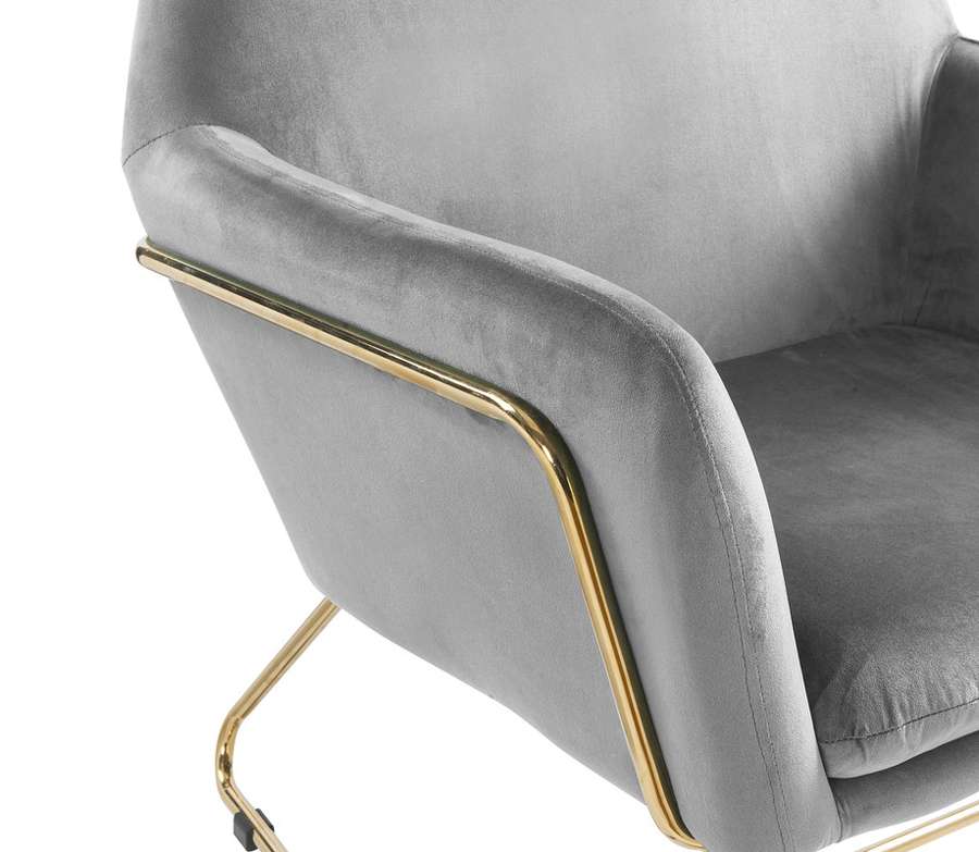Lilola Home - Keira Gray Velvet Accent Chair with Metal Base - 88876 veiw 5
