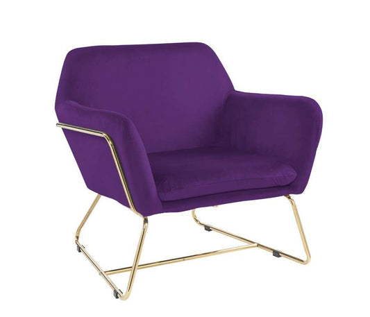Lilola Home - Keira Purple Velvet Accent Chair with Metal Base - 88876PE veiw 1