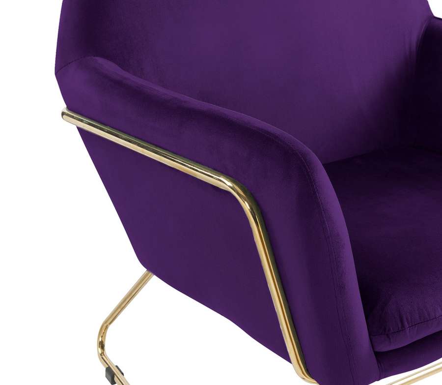 Lilola Home - Keira Purple Velvet Accent Chair with Metal Base - 88876PE veiw 2