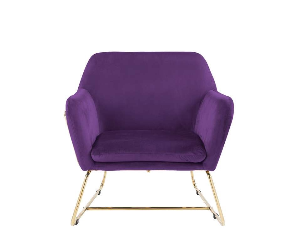 Lilola Home - Keira Purple Velvet Accent Chair with Metal Base - 88876PE veiw 3