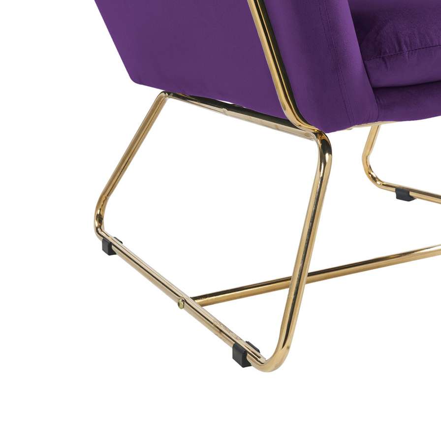 Lilola Home - Keira Purple Velvet Accent Chair with Metal Base - 88876PE veiw 4