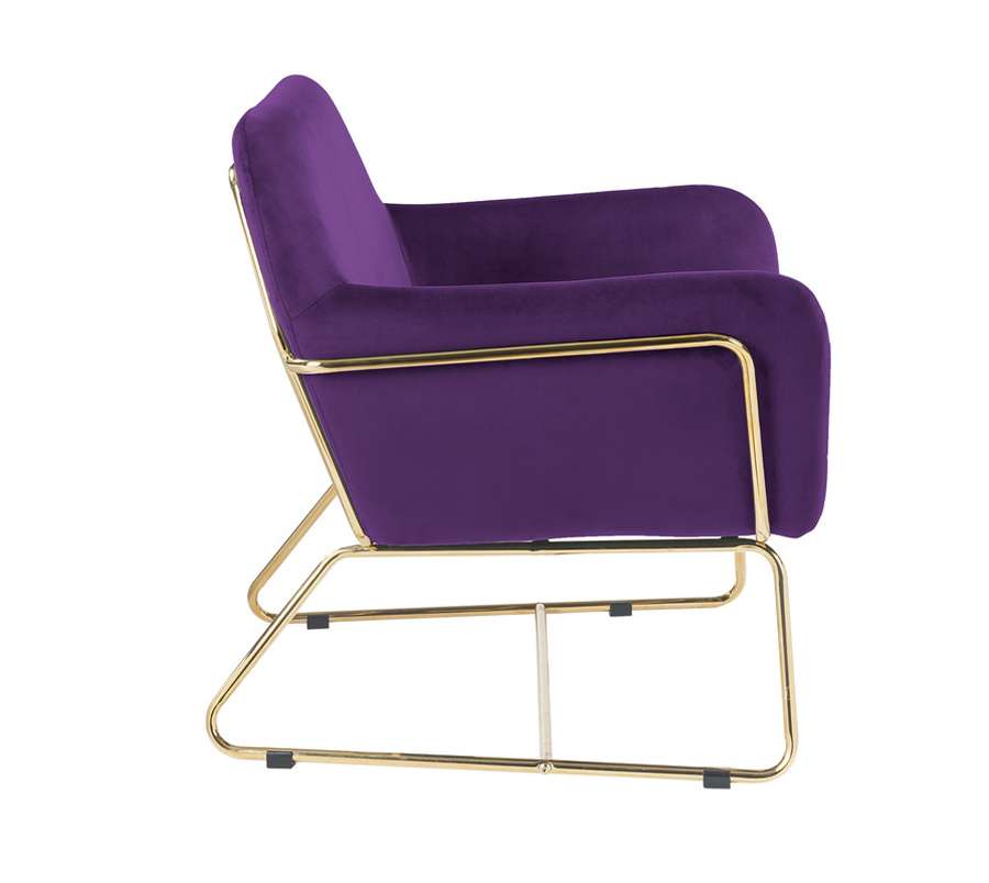 Lilola Home - Keira Purple Velvet Accent Chair with Metal Base - 88876PE veiw 5