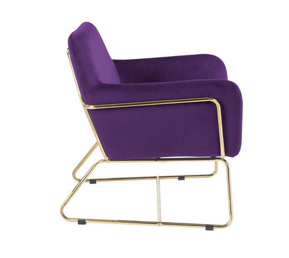Lilola Home - Keira Purple Velvet Accent Chair with Metal Base - 88876PE veiw 5