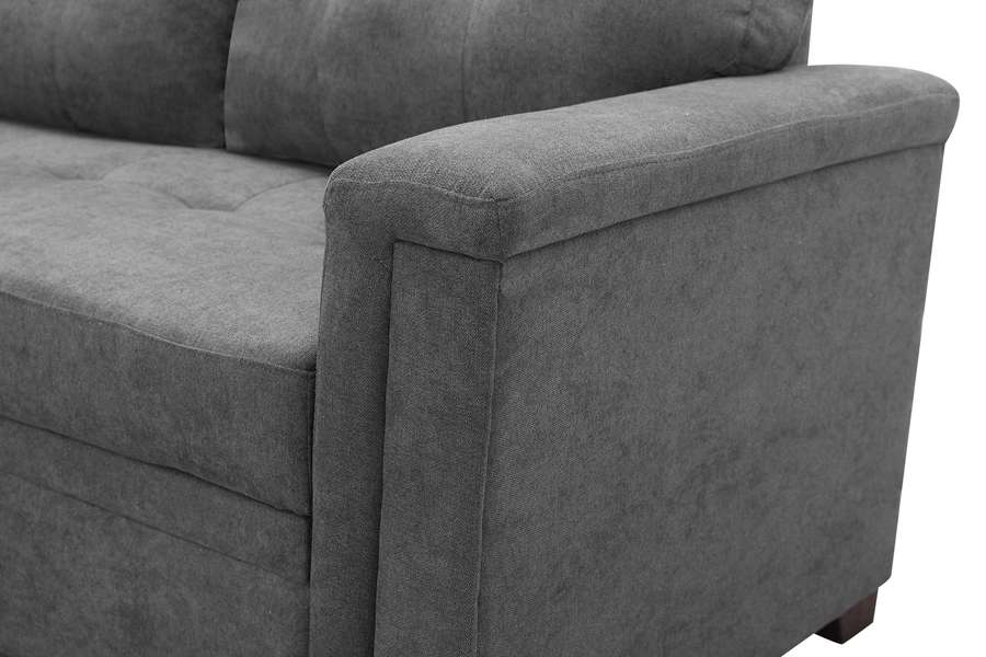Lilola Home - Kinsley Gray Woven Fabric Sleeper Sectional Sofa Chaise with USB Charger and Tablet Pocket - 881388 veiw 4