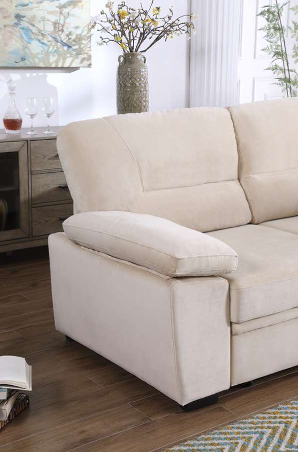 Lilola Home - Kipling Beige Velvet Fabric Reversible Sleeper Sectional Sofa Chaise - 87802BE veiw 2