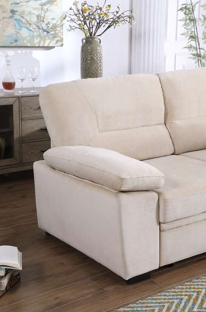 Lilola Home - Kipling Beige Velvet Fabric Reversible Sleeper Sectional Sofa Chaise - 87802BE veiw 2