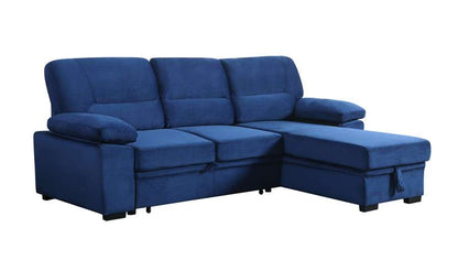 Lilola Home - Kipling Blue Velvet Fabric Reversible Sleeper Sectional Sofa Chaise - 87802BU veiw 1