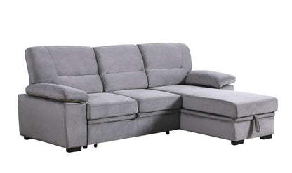 Lilola Home - Kipling Gray Velvet Fabric Reversible Sleeper Sectional Sofa Chaise - 87802GY veiw 1