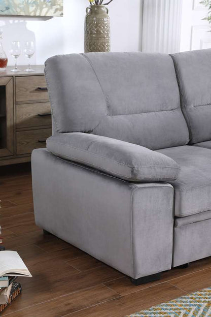 Lilola Home - Kipling Gray Velvet Fabric Reversible Sleeper Sectional Sofa Chaise - 87802GY veiw 2