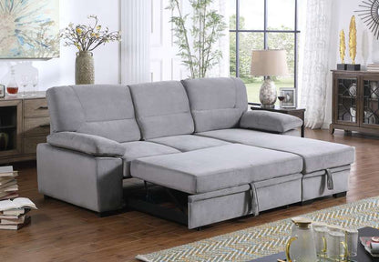 Lilola Home - Kipling Gray Velvet Fabric Reversible Sleeper Sectional Sofa Chaise - 87802GY veiw 4