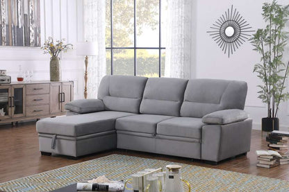 Lilola Home - Kipling Gray Velvet Fabric Reversible Sleeper Sectional Sofa Chaise - 87802GY veiw 6