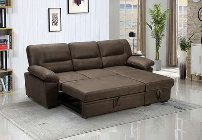 Lilola Home - Kipling Saddle Brown Microfiber Reversible Sleeper Sectional Sofa Chaise - 87802 veiw 4