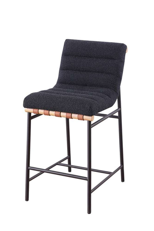 Lilola Home - Lahni 17.75inW Black Boucle Fabric Counter Height Chair - 30530BK veiw 1