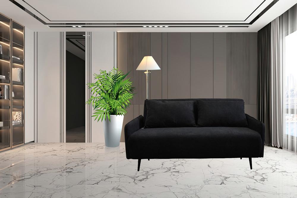 Lilola Home - Lawson 61inW Black Fabric Convertible Loveseat Sleeper with Pillows in Black - 82996 veiw 1