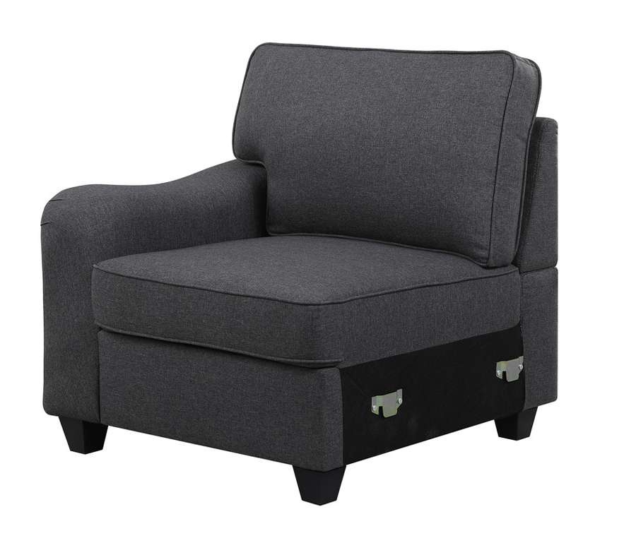 Lilola Home - Leo Dark Gray Linen 8Pc Modular L-Shape Sectional Sofa and Ottoman - 89123-12 veiw 3
