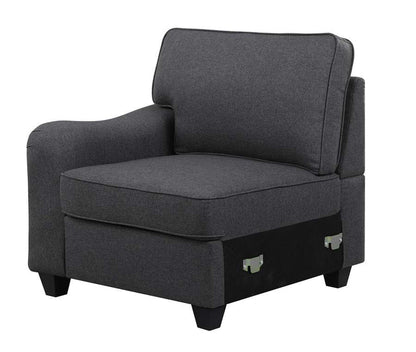 Lilola Home - Leo Dark Gray Linen 8Pc Modular L-Shape Sectional Sofa and Ottoman - 89123-12 veiw 3