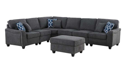 Lilola Home - Leo Dark Gray Woven 7Pc Modular L-Shape Sectional Sofa and Ottoman - 89125-13 veiw 1
