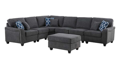Lilola Home - Leo Dark Gray Woven 7Pc Modular L-Shape Sectional Sofa and Ottoman - 89125-13 veiw 2