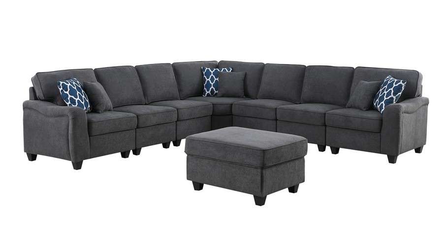 Lilola Home - Leo Dark Gray Woven 8Pc Modular L-Shape Sectional Sofa and Ottoman - 89125-12 veiw 1