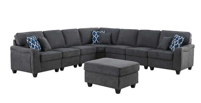 Lilola Home - Leo Dark Gray Woven 8Pc Modular L-Shape Sectional Sofa and Ottoman - 89125-12 veiw 1