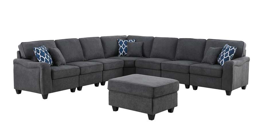 Lilola Home - Leo Dark Gray Woven 8Pc Modular L-Shape Sectional Sofa and Ottoman - 89125-12 veiw 2