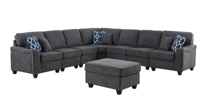 Lilola Home - Leo Dark Gray Woven 8Pc Modular L-Shape Sectional Sofa and Ottoman - 89125-12 veiw 2