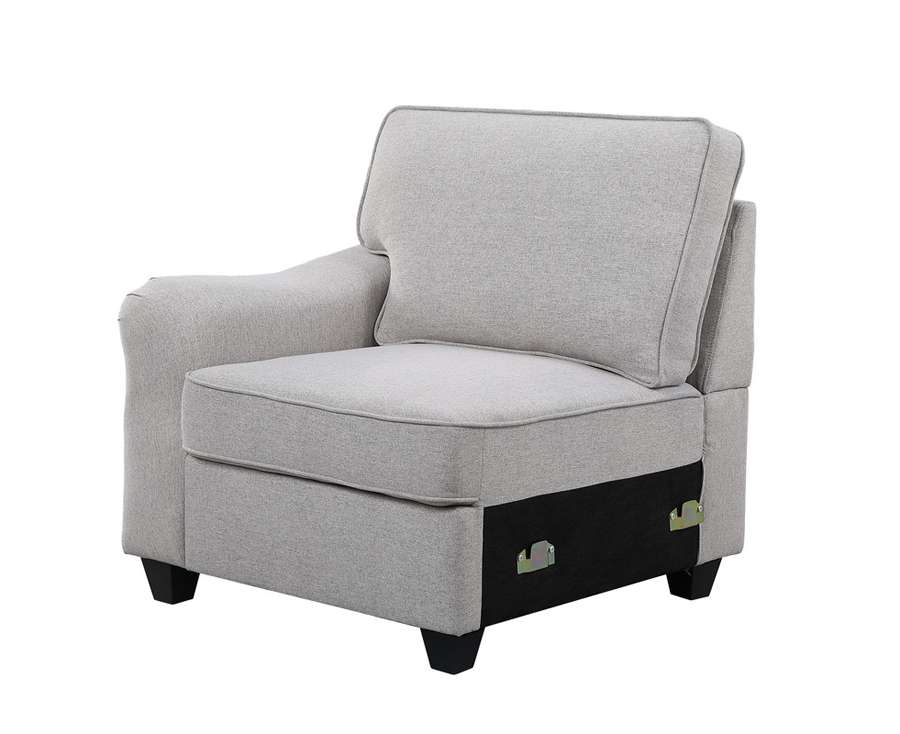 Lilola Home - Leo Light Gray Linen 8Pc Modular L-Shape Sectional Sofa and Ottoman - 89121-12 veiw 3