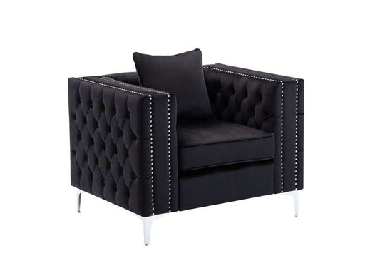 Lilola Home - Lorreto Black Velvet Chair - 89714-C veiw 1
