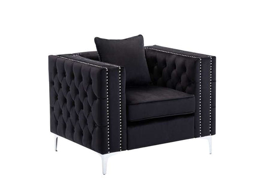 Lilola Home - Lorreto Black Velvet Chair - 89714-C veiw 2