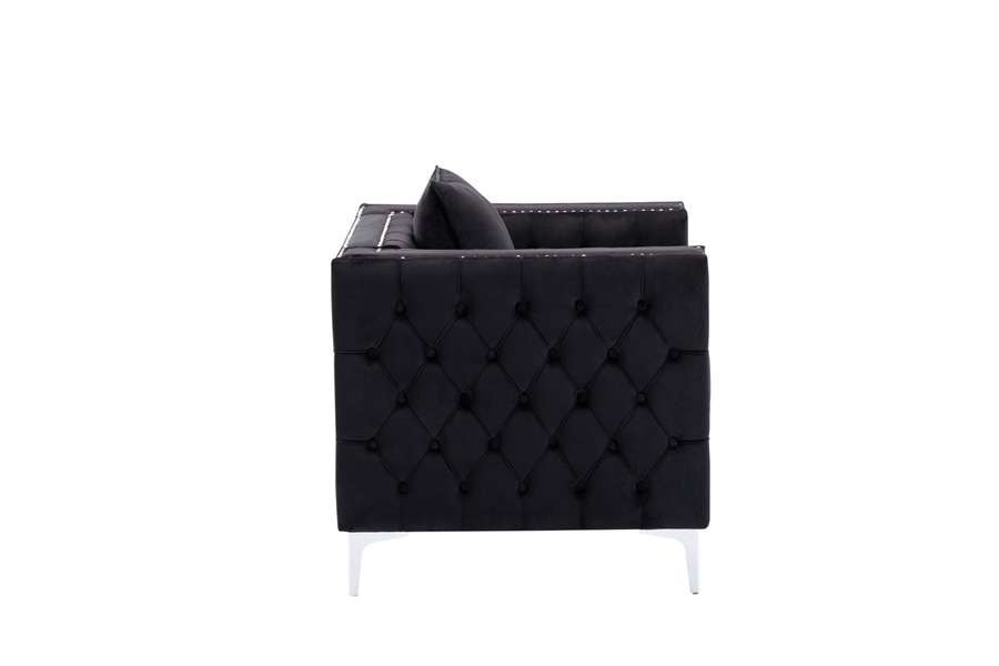 Lilola Home - Lorreto Black Velvet Chair - 89714-C veiw 3
