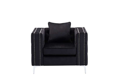 Lilola Home - Lorreto Black Velvet Chair - 89714-C veiw 4