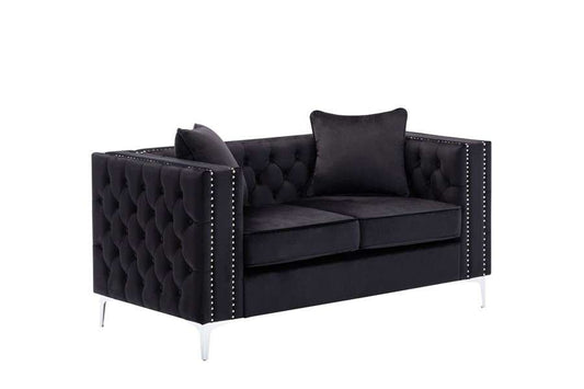 Lilola Home - Lorreto Black Velvet Loveseat - 89714-L veiw 1