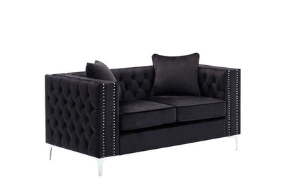 Lilola Home - Lorreto Black Velvet Loveseat - 89714-L veiw 2