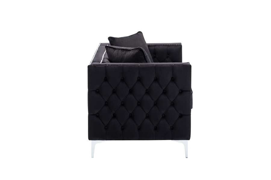 Lilola Home - Lorreto Black Velvet Loveseat - 89714-L veiw 3